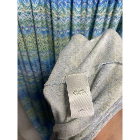 J.Jill Womens Dress Large Blue Maxi Faux Wrap V Neck Pullover Stretch Geometric - Picture 4 of 4